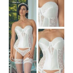 Carnival 423 Spandex Lace Corset Bra with Garter Straps Bridal 42D D cup